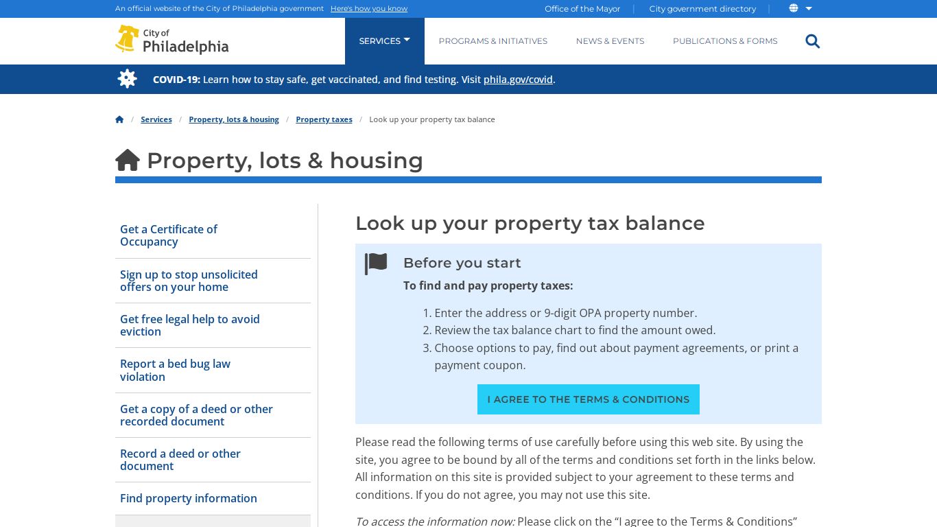 Look up your property tax balance - City of Philadelphia