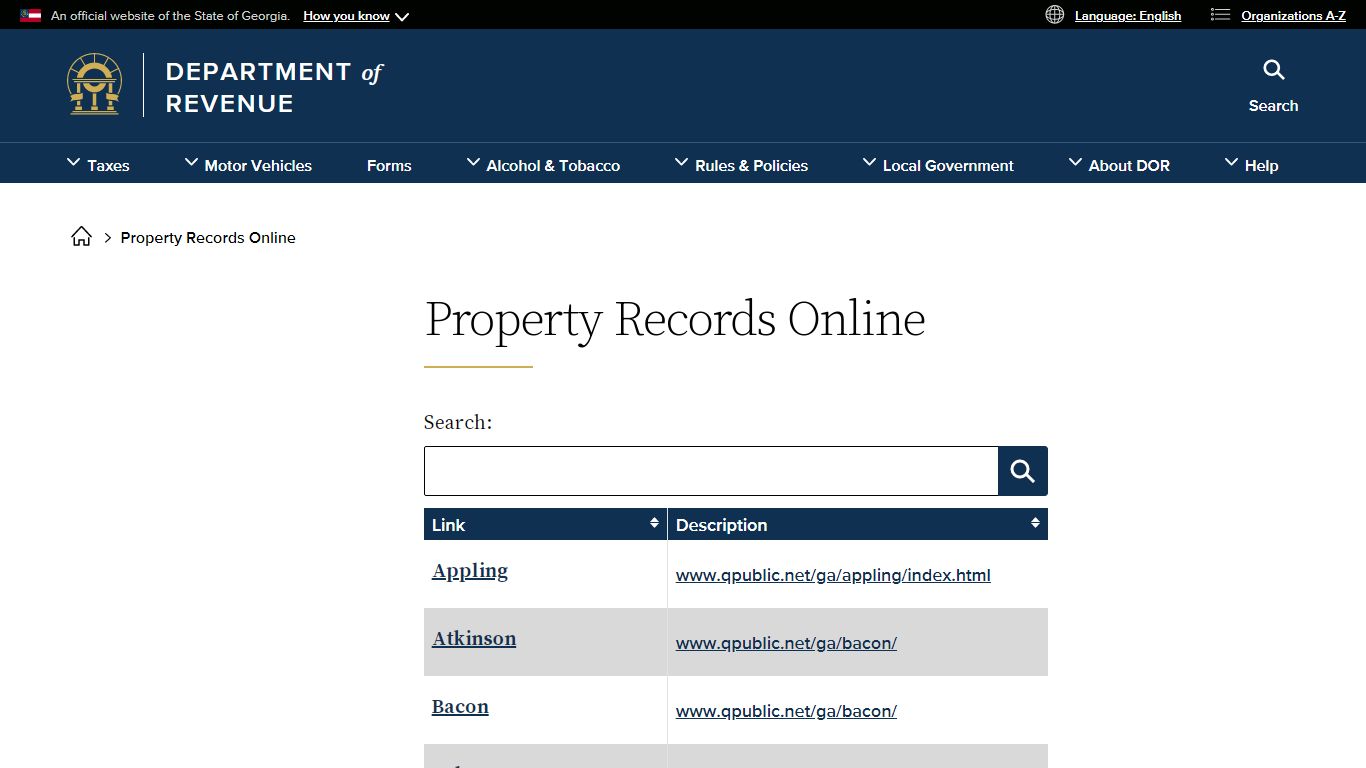 Property Records Online | Georgia Department of Revenue